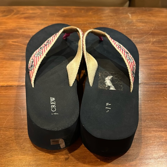J. Crew Flip Flop Pink Seashell Stripe 10 Wedge Preppy Summer Casual Slip On - Picture 4 of 16